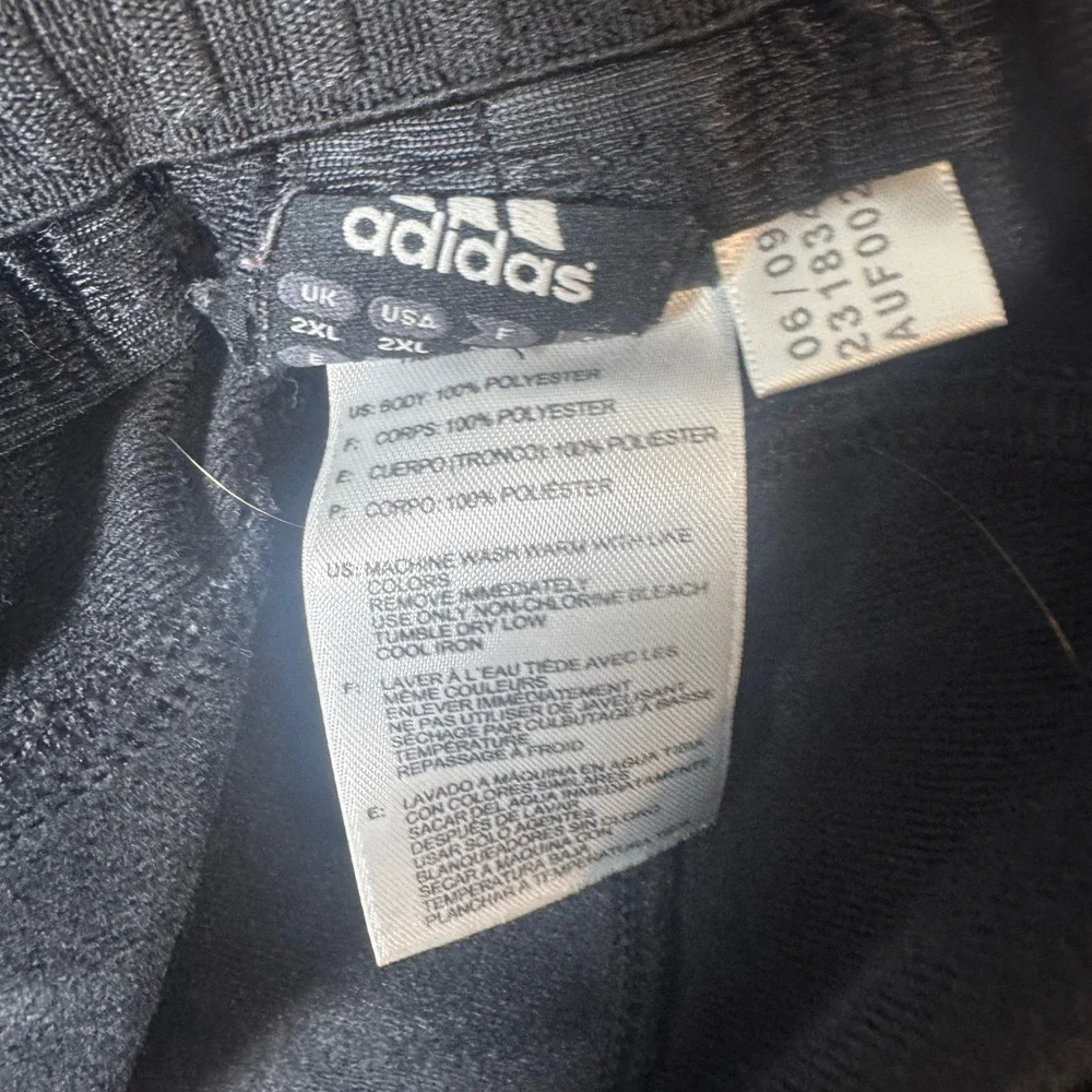 Adidas Mens 2XL Black White 3-Stripe Track Pants Athletic Warm Up 231834 AUF002